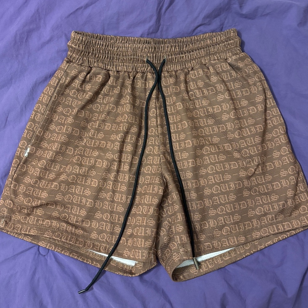 SquidHaus Brown Mesh Athletic Shorts for Men